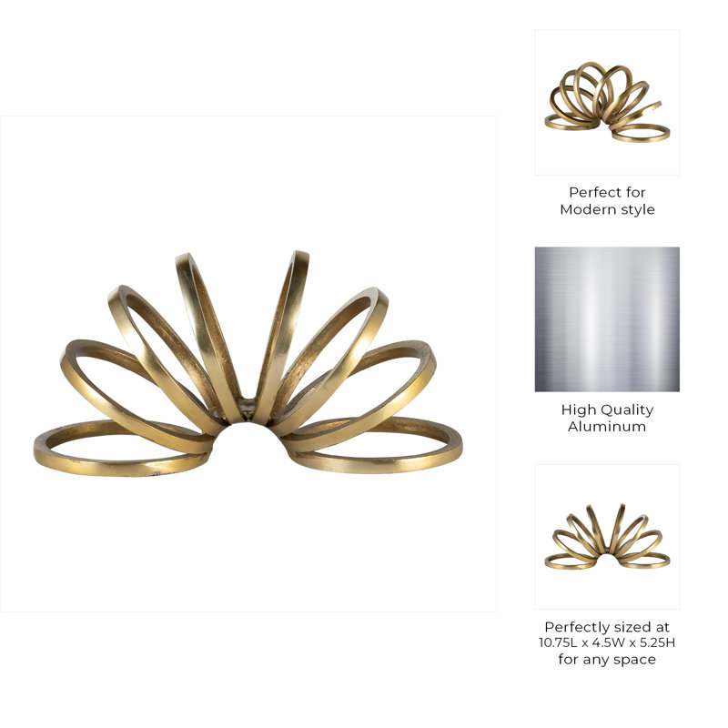 Hayslett Modern Metal Slinky Ring Decorative Sculpture - 11" x 5" x 6", Gold