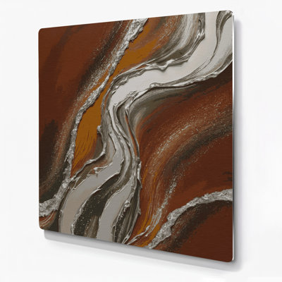 Abstract Color Field 80 Brown Metal Wall Art