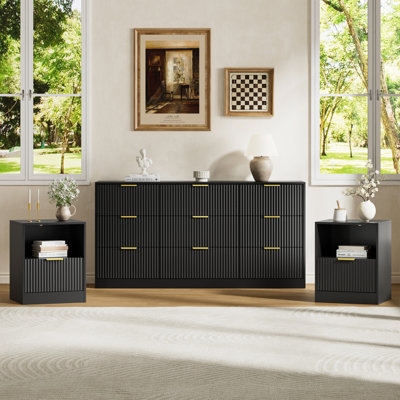3-Piece 9-Drawer Dresser & 1-Drawer Nightstand Set