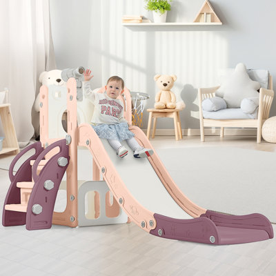 5-1 Toddler Slide Set, Freestanding  Spaceship Set With Slide, Kids Slide Playset Structure