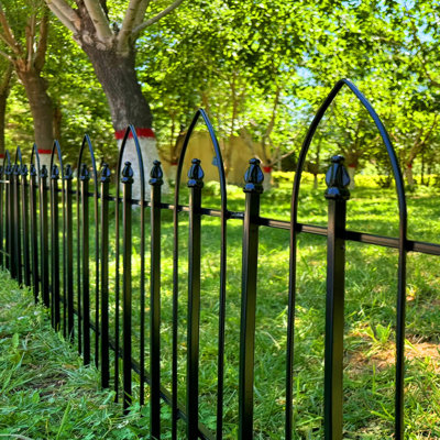 3m No Dig Metal Garden Fence – 5 Panels, Rustproof Powder-Coated Border for Yard, Patio, Flower Bed & Dog Barrier – Black