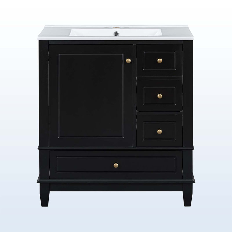30" Bathroom Vanity with Sink, Black