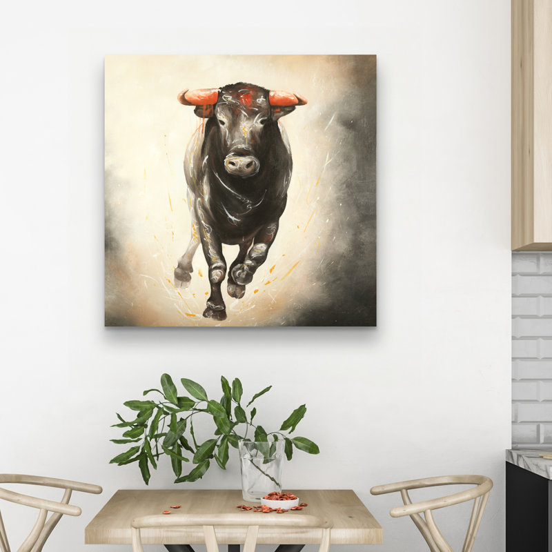 Bull running - 32"x32" art on canvas
