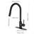Stainless Steel Kitchen Faucet With Pull Down , Matte Black Finish, 360 Rotating Nozzle, Two Water Output Modes, Convenient Temperature & Flow Management Faucet, Steel, Black, Rotatable Settings,-1102239272