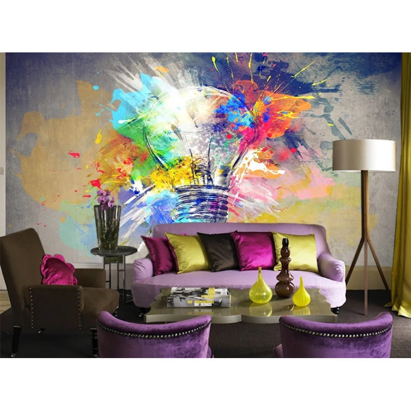 Papier peint amovible coloré avec art abstrait, L 9 po x l 15 po