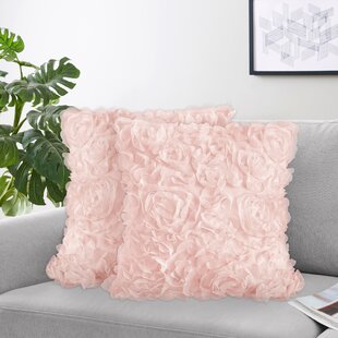 Rose Lace Square Pillow Cover and Insert (Set of 2)