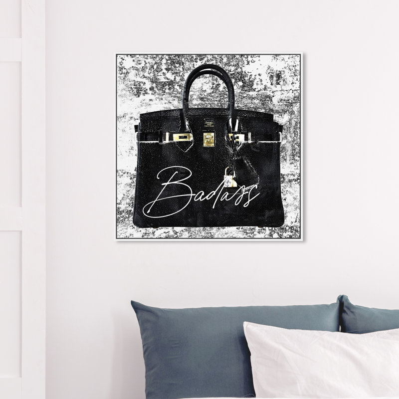 " Super Birkin Women Handbags ", 16" H x 16" W, White Framed