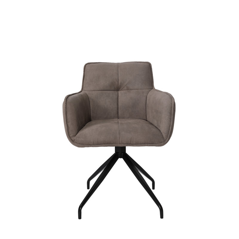 Fauteuil pivotant rembourré et capitonné, Marron foncé