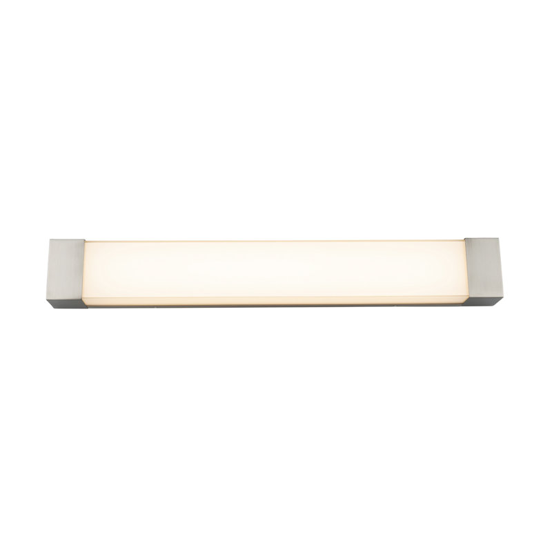 Barre d'éclairage de salle de bain 1 lumière DEL à intensité variable Hucksley, Nickel brossé, l 36 po