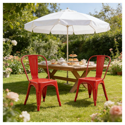 Set of 4 Red High Gloss Industrial Metal Dining Chairs, 18-Inch Counter Height Stools for Kitchen and Bar