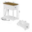 Ensemble de 2 tables de bout Farmhouse avec station de charge, table d'appoint étroite avec tiroir et tablette ouverte-106024578
