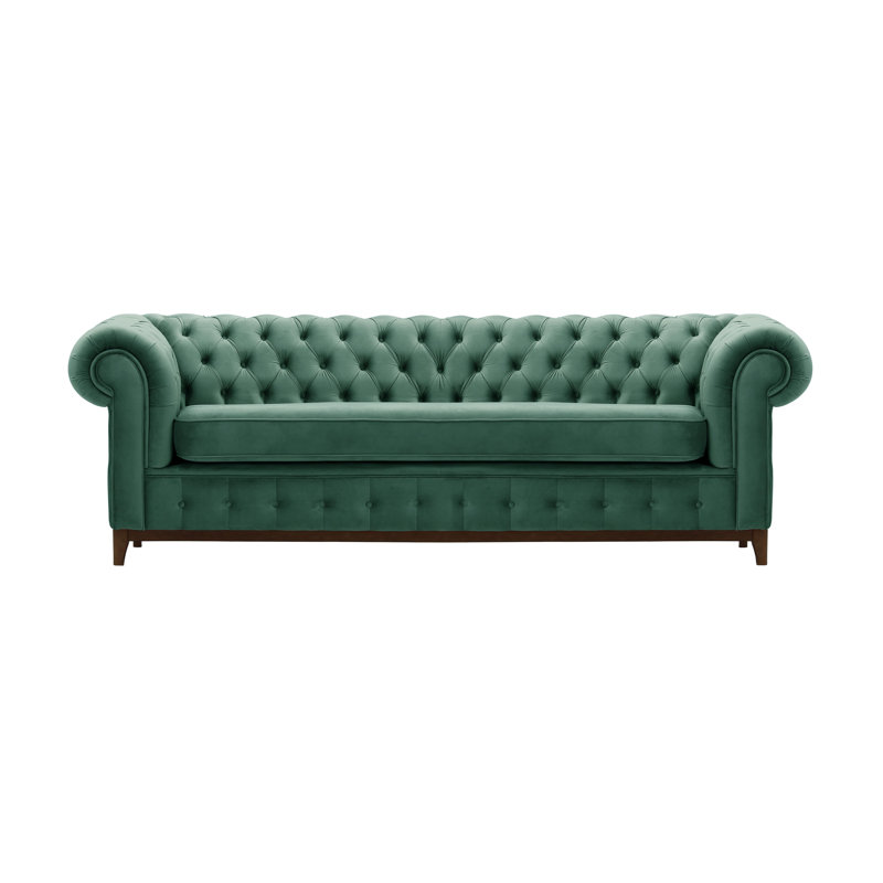 Fryar Velvet Sofa, Walnut, Azure Green, 3