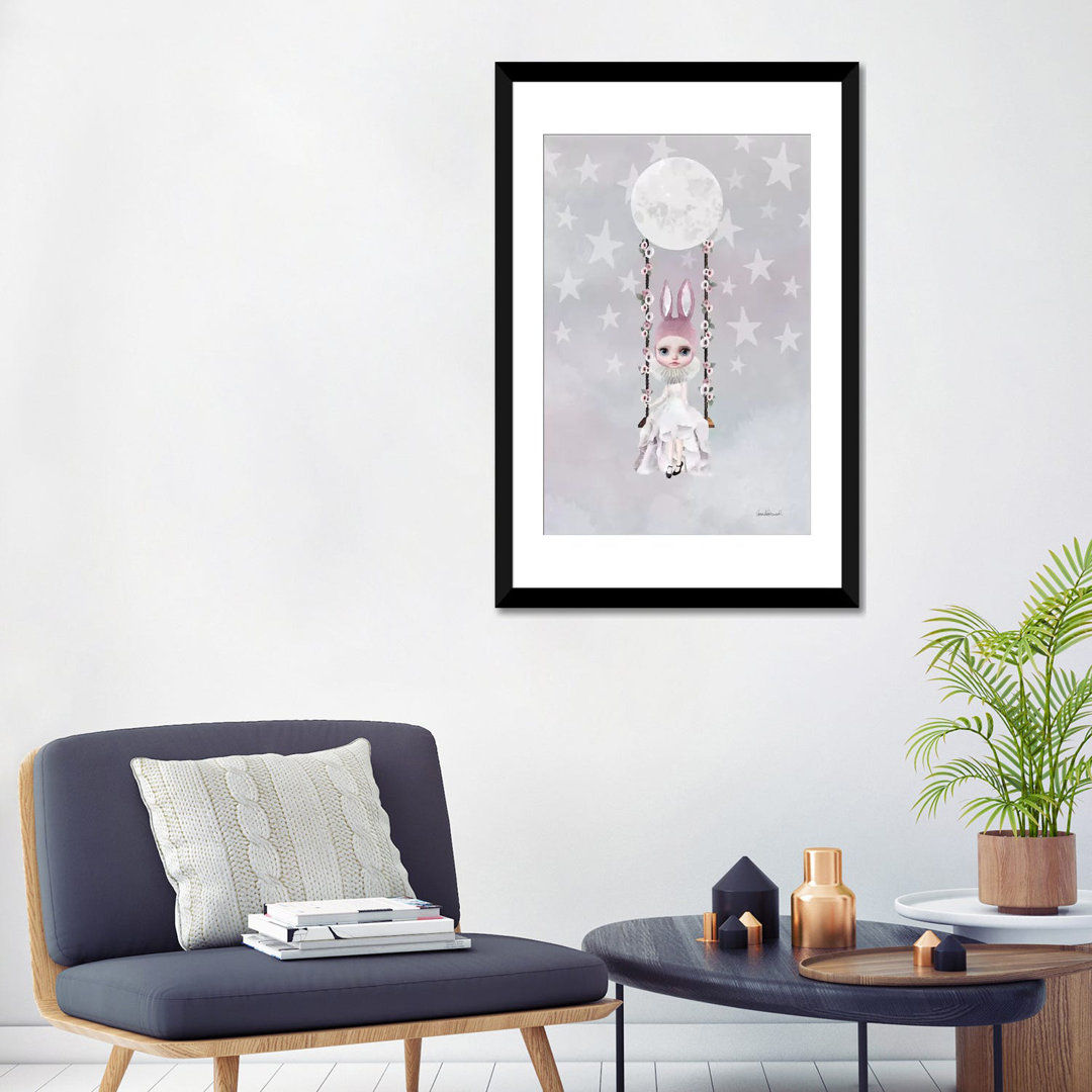 " Miss Lily Rabbit Swings From The Moon " by Amanda Greenwood East Urban Home Mat 
