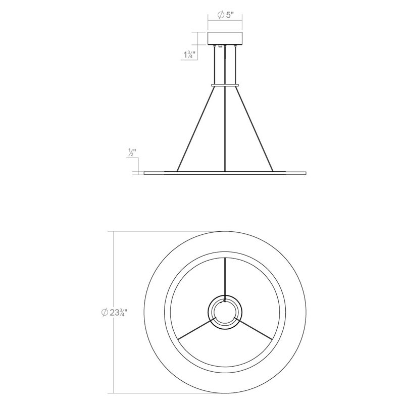 Arctic Rings 1 - Light LED Unique/Statement Pendant, Bright Satin , 0.5" H x 23.75" W x 23.75" D
