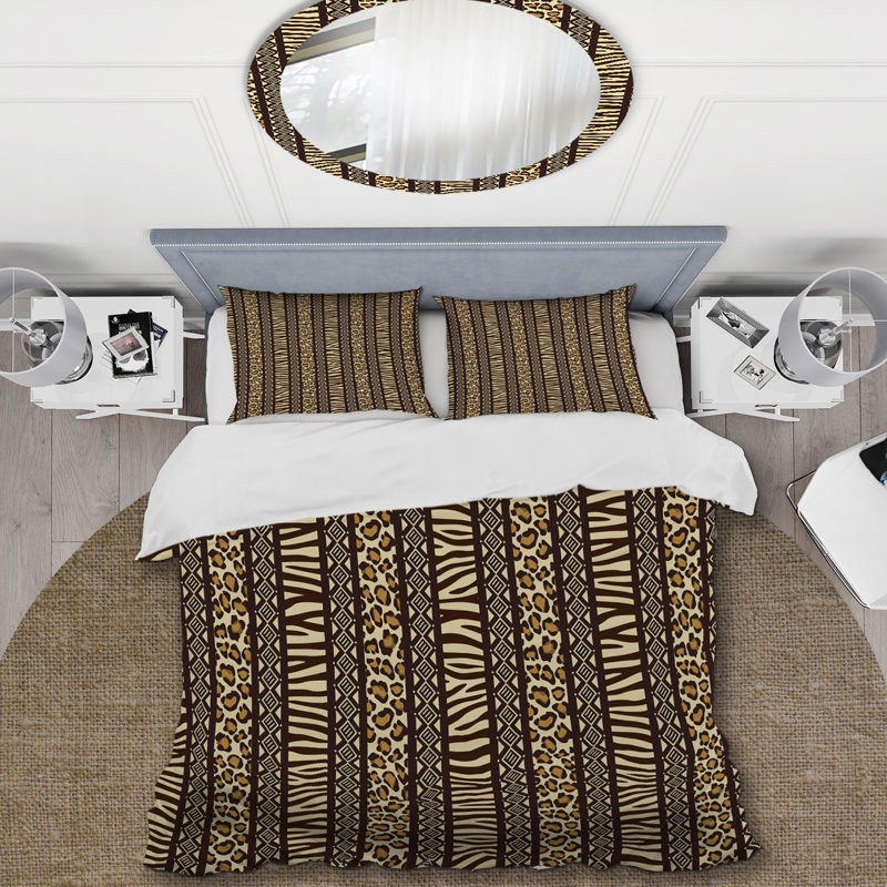 Ensemble de housse de couette en microfibre brun / noir / beige 3 pièces, Twin Duvet Cover + 2 Standard Shams