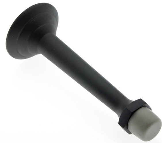 Solid Brass Ring Baseboard Stop, Matte Black