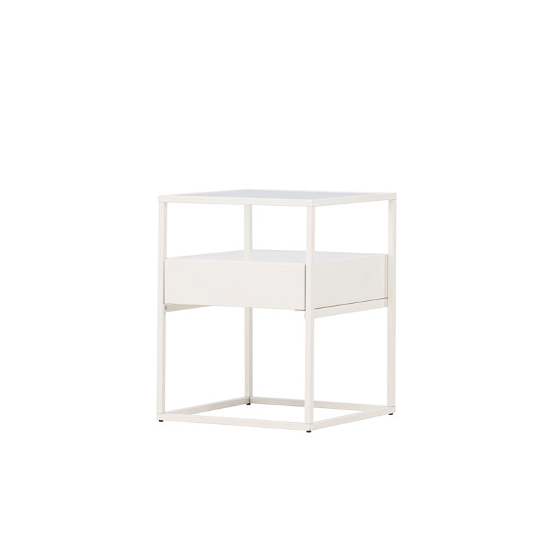 Boysie Glass Top End Table, White