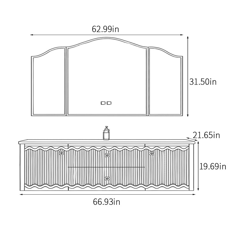 Armoire de salle de bain de style américain rétro., 67"