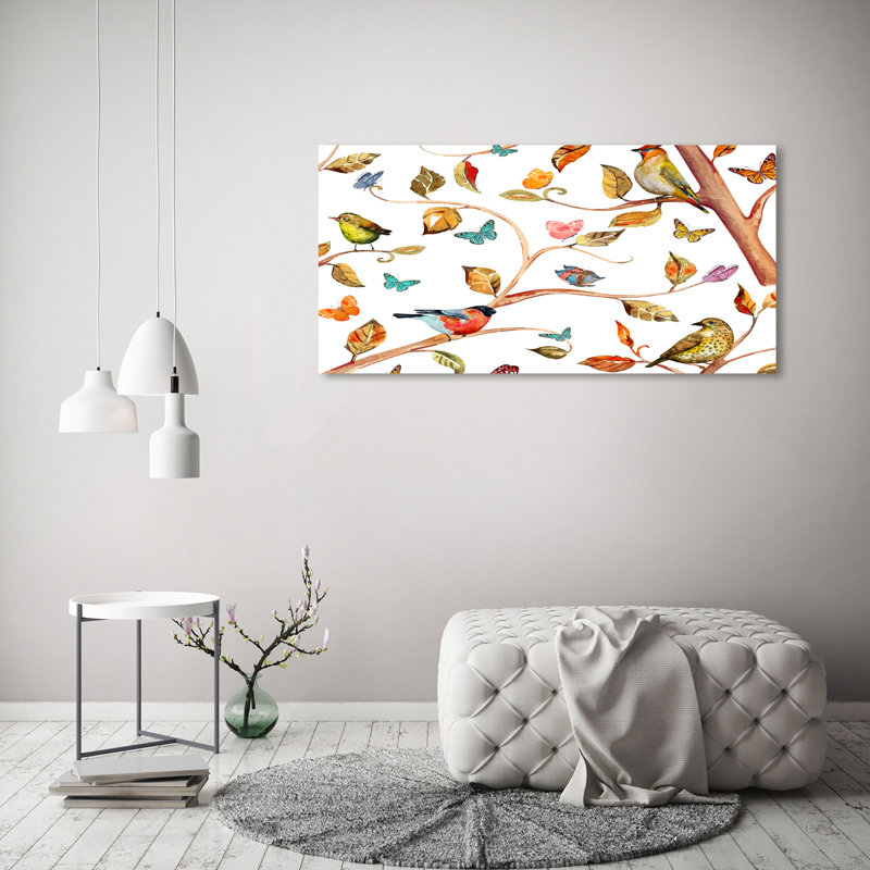 Birds and Butterflies 1 Piece Wrapped Canvas Wall Art