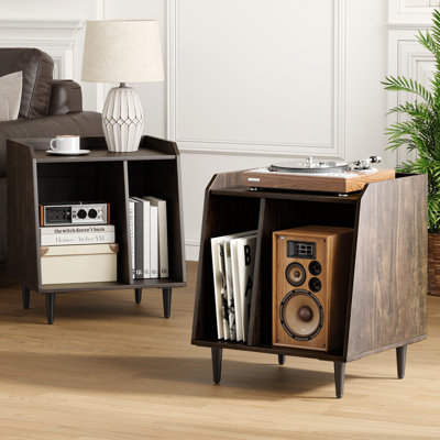 Ensemble de support pour tourne-disque avec rangement pour chambre à coucher, salon, bureau, table tournante avec rangement ouvert, support audio
