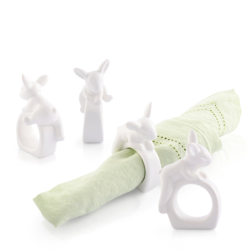 Stoneware Climbing Bunny Napkin Rings