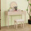 Bureau de maquillage avec miroir rond, 4 tiroirs et tabouret-1445325840