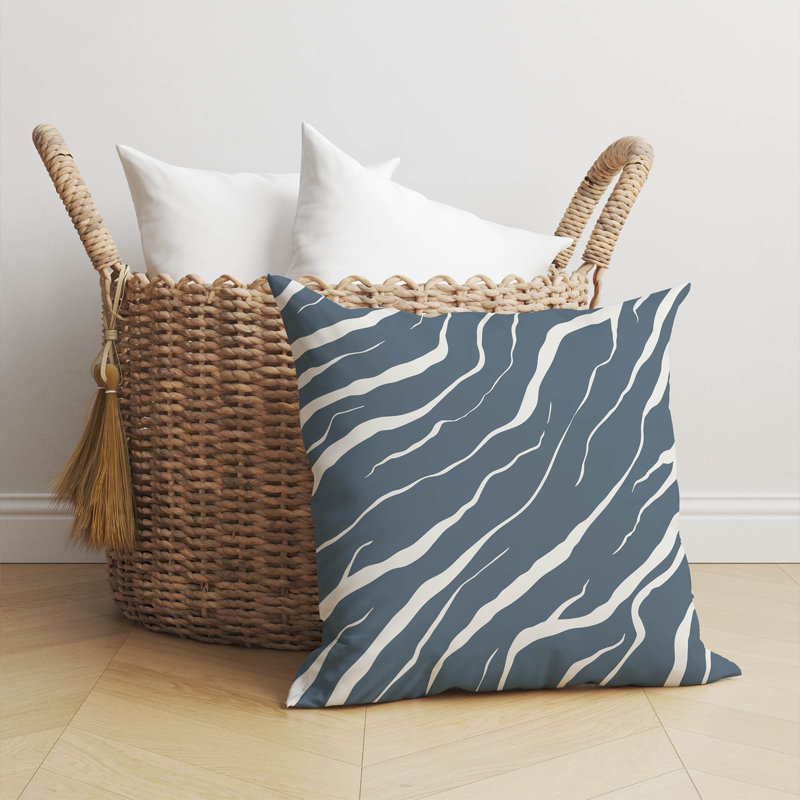 Coussin décoratif Lush Cracks, Rayures bleues, H 20 po x l 20 po