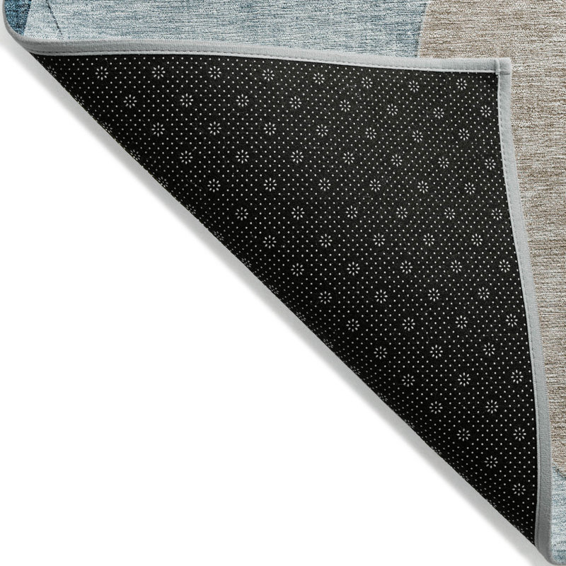 Tapis intérieur / extérieur lavable beige / bleu sarcelle 9 pi x 12 pi