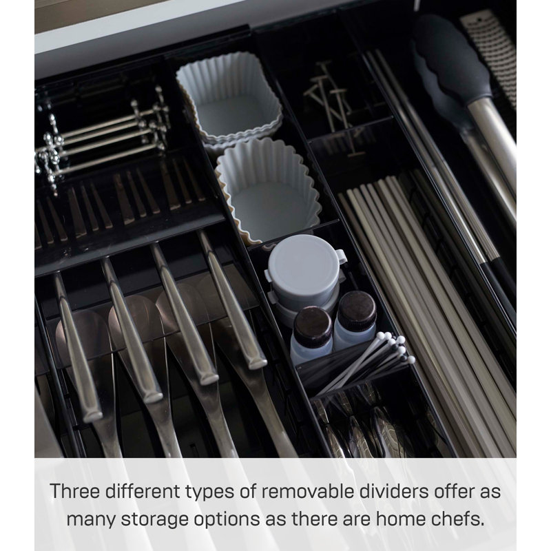 Yamazaki Home Tower Expandable Cutlery Tray - Black ABS Plastic
