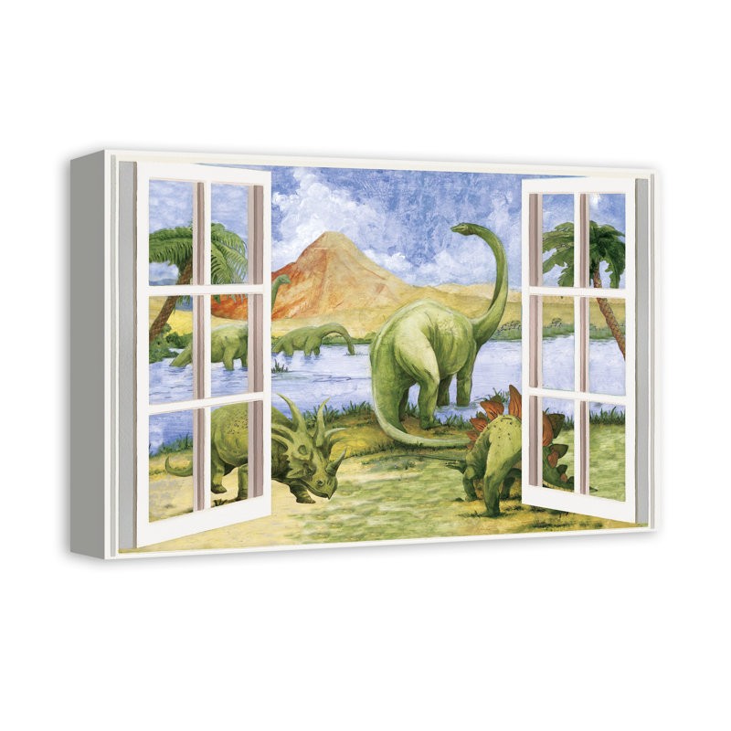 Art sur toile pour fenêtre dinosaure Mccasland, H 12 po x l 18 po x P 1,25 po