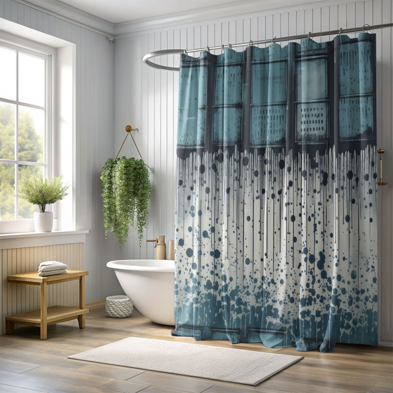 Rideau de douche à motif de gouttelettes - Premium, H 74 po x l 71 po