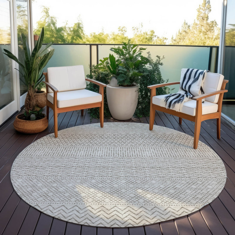 Tisdell Area Rug with Non-Slip Backing, Round 8'