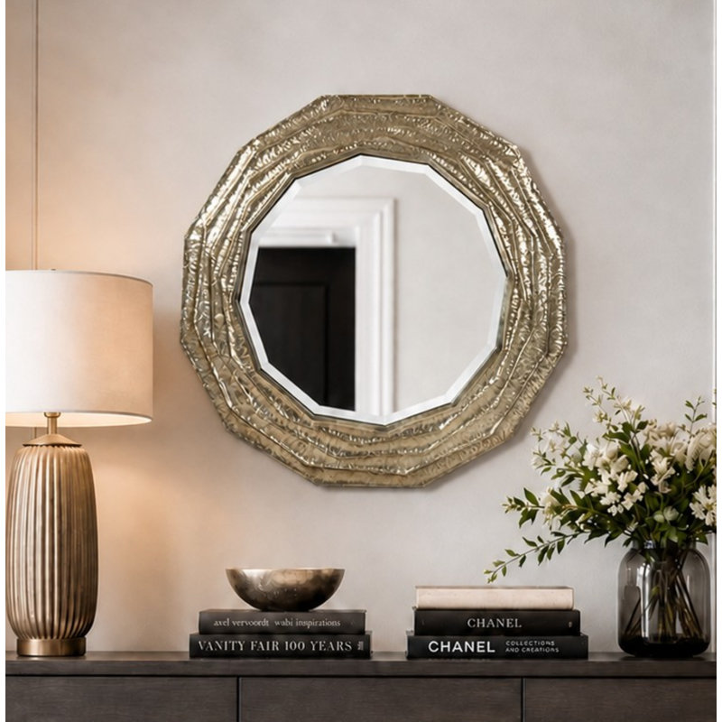 Marcelle Octagon Iron Beveled Wall Mirror