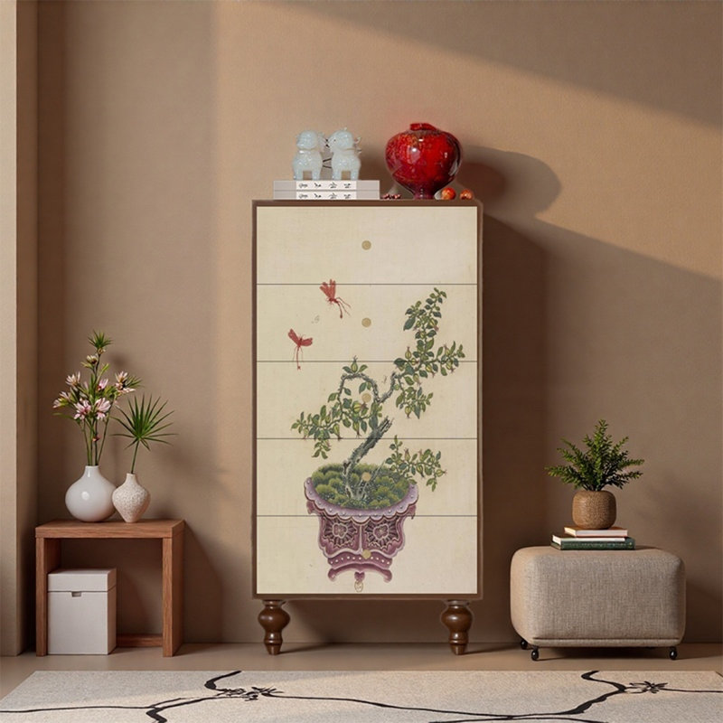 Armoire de rangement classique à cinq tiroirs, Noyer
