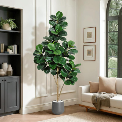 Figuier artificiel 4/5/6 / 7FT en pot, ficus réaliste pour décoration de bureau à domicile, cadeau de pendaison de crémaillère