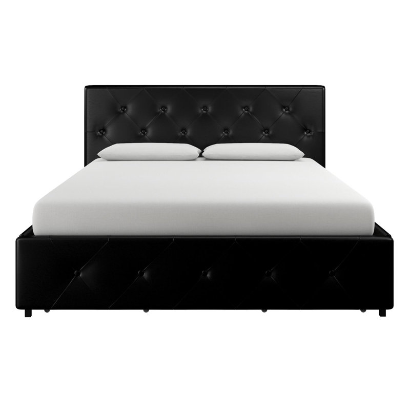 Upholstered Storage Bed, Double (4'6), Black