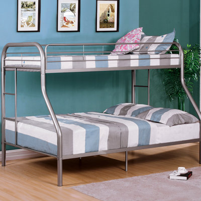 Silver Twin Over Full Metal Bunk Bed With Attached Contemporary Design Mattress Ready For Bedroom Sleep Experience Upgrade Side Finish Space Planning