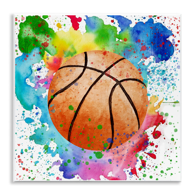 Plaque murale Basketball with Bright Splash, design par Kim Allen