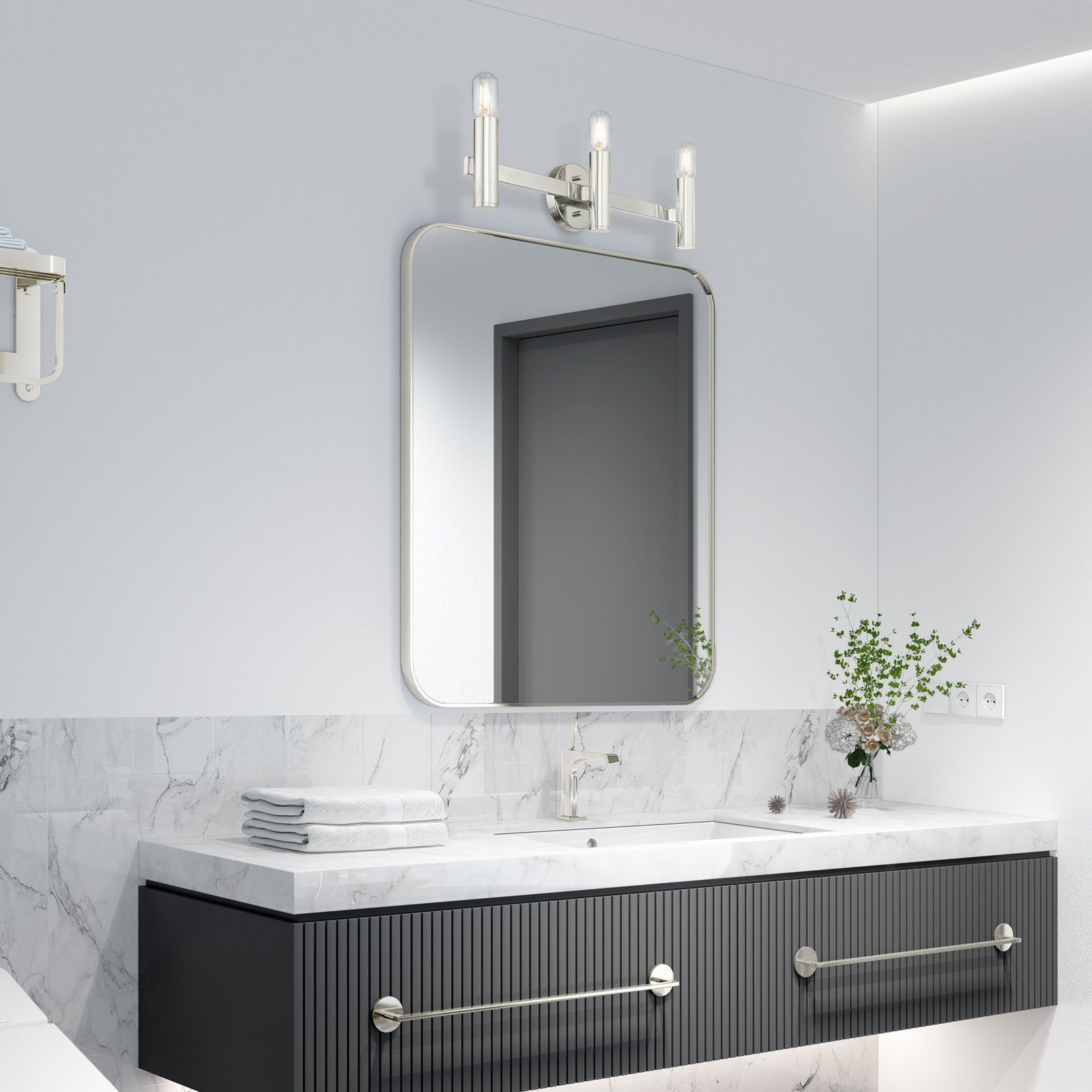 Martella 3 Light Dimmable Vanity Light, Polished Chrome