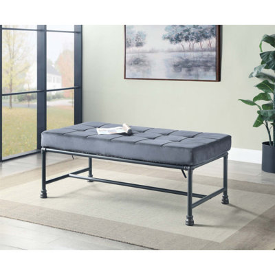 Brantley Velvet & Sandy Finish Bench With Memory Foam Cushions For Ultimate Comfort And Style