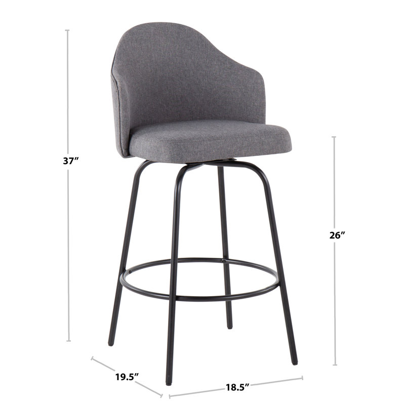 Arabelle Swivel Upholstered Counter Stool with Metal Frame