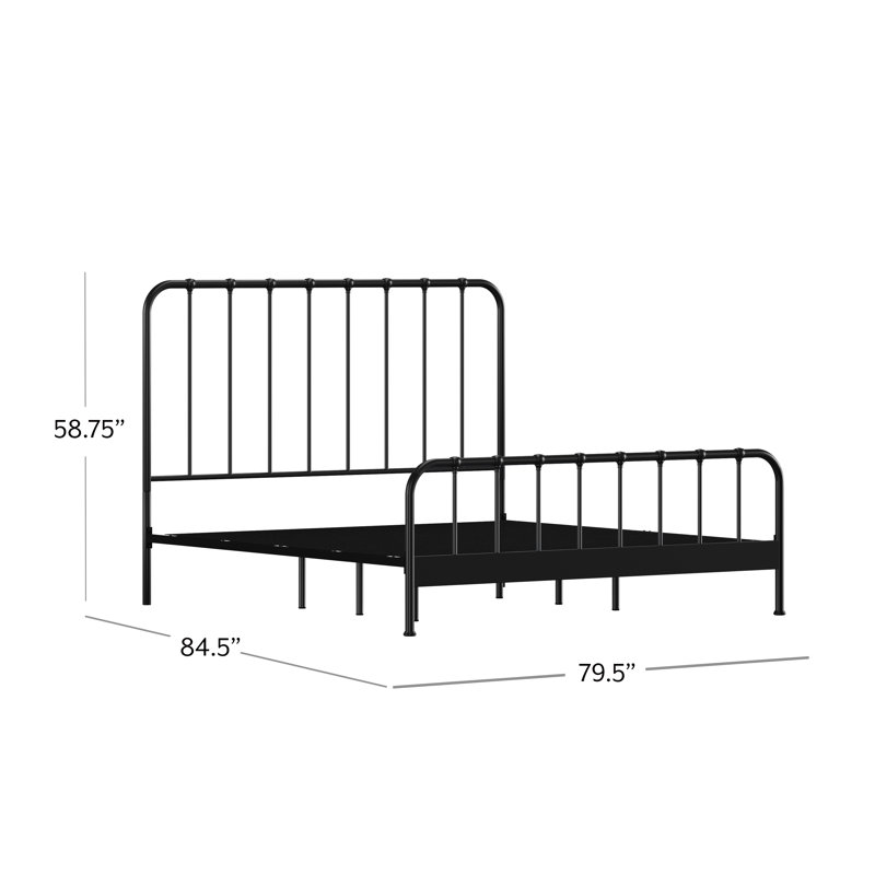 Sebbie Metal Complete Bed With Polydeck, Black, King