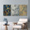 Abstrait géométrique et calligraphie sur toile tendue, ensemble de 3 reproductions d'art sur toile pour salon, chambre à coucher ou bureau