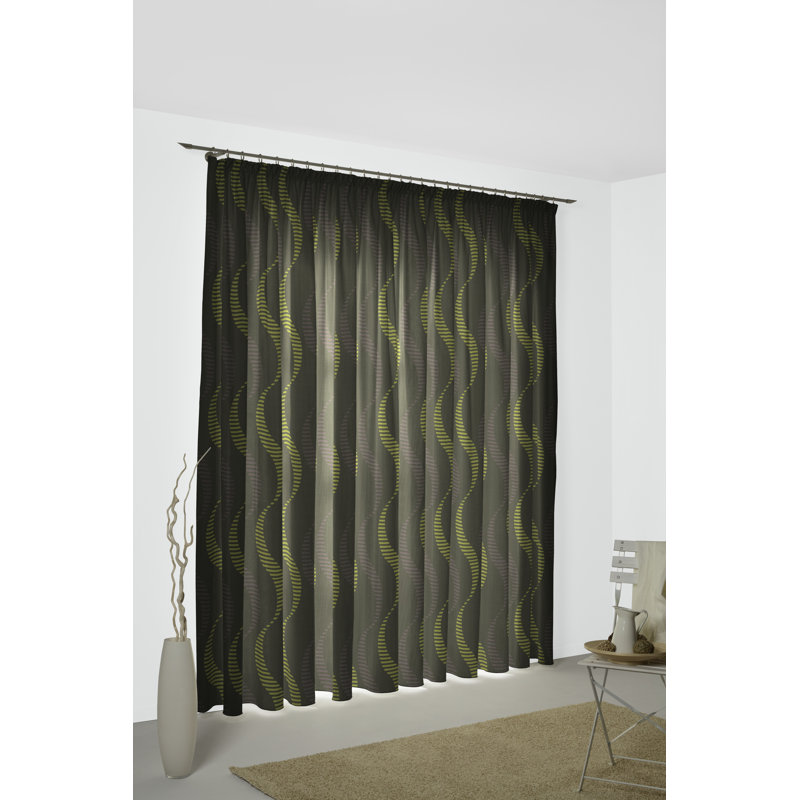 Pearson Pencil Pleat, Single Curtain, opaque, 132cm Width x 255cm Drop, Green