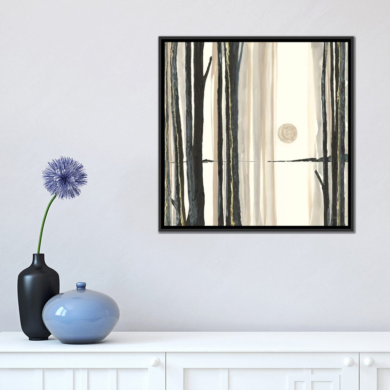 « through the trees iv », impression sur toile, H 18 po x l 18 po x P 1,5 po, Toile avec cadre noir, Pas de tapis