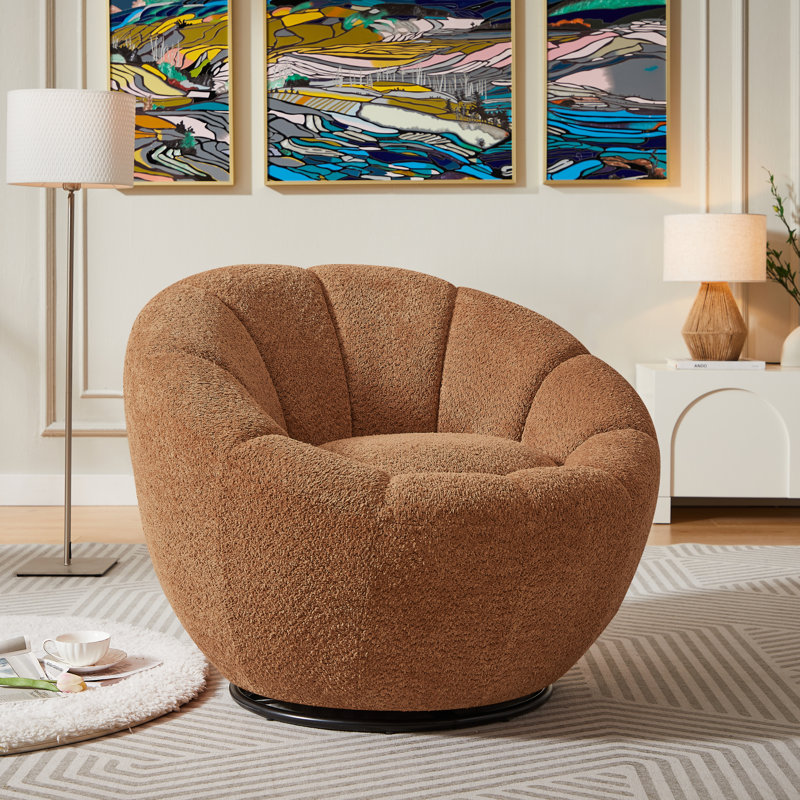 Fauteuil d'appoint pivotant rembourré, Caramel Teddy