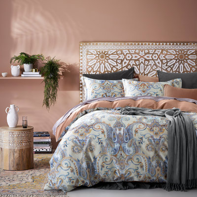 Pastel European Damask Sateen Duvet Cover
