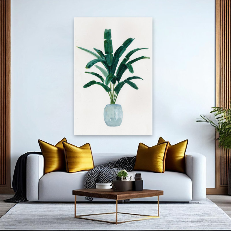 Serene en bleu - plante tropicale verte en pot, H 60 po x l 40 po