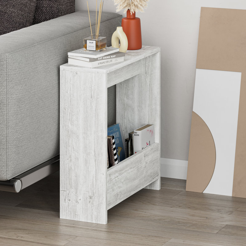 Beeler Modern Slim Compact Side Table, Antique White