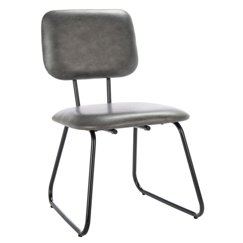 Fendley Velvet Side Chair, Gray Faux Leather